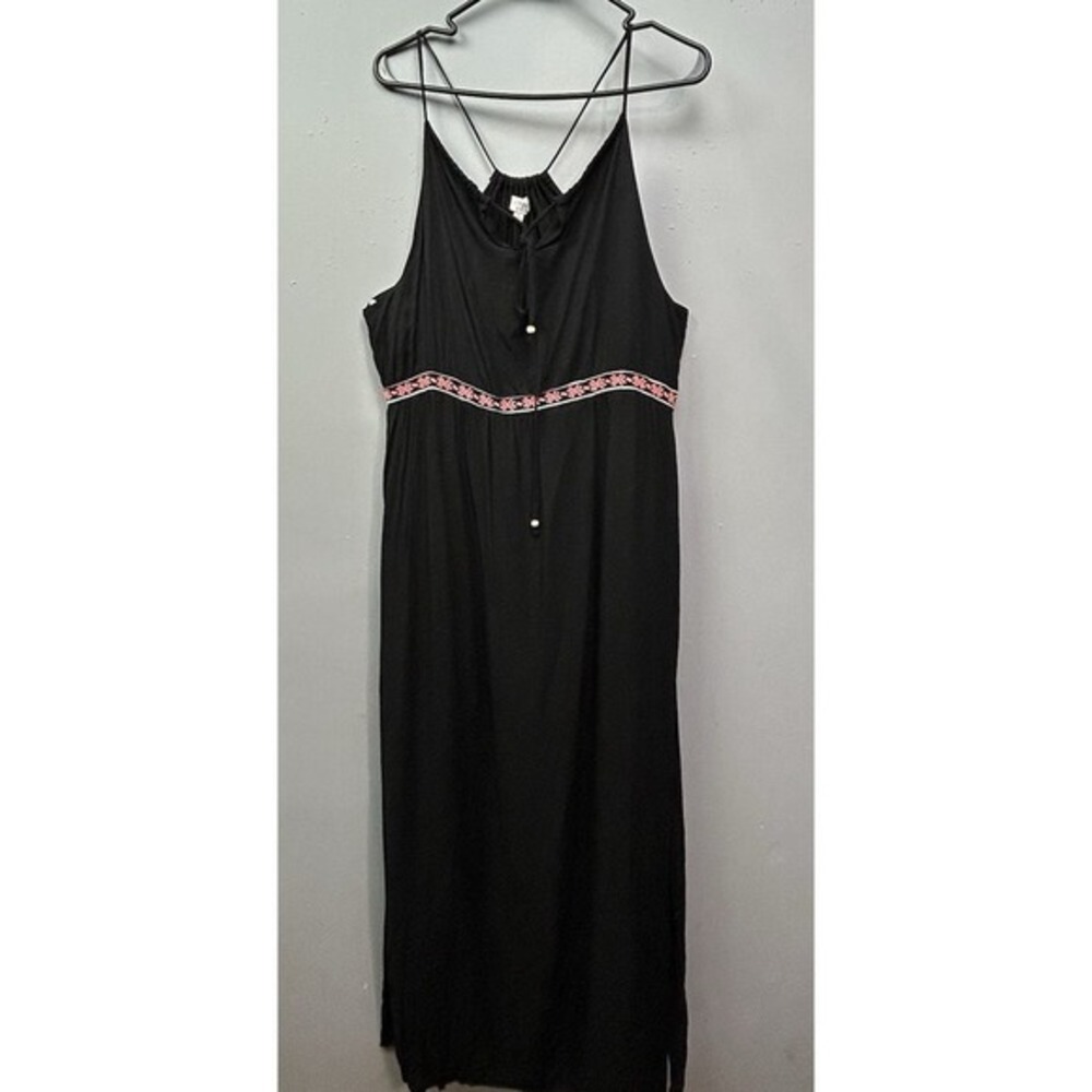 Umgee Maxi Dress Womens Size Large Black Embroidered Longβ Boho Beach Resort